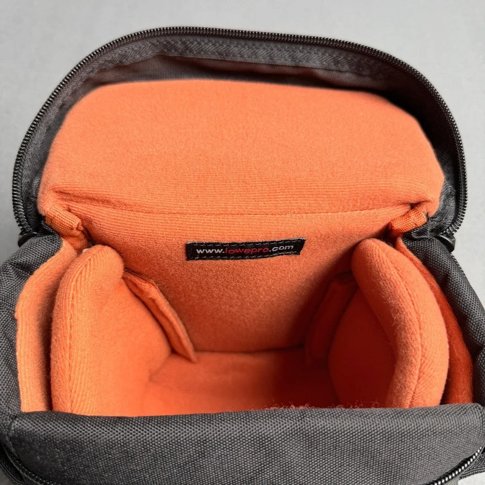 Lowepro Black Camera Bag Padded Orange Interior Shoulder Case with SD Slot